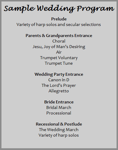 samples of wedding programs