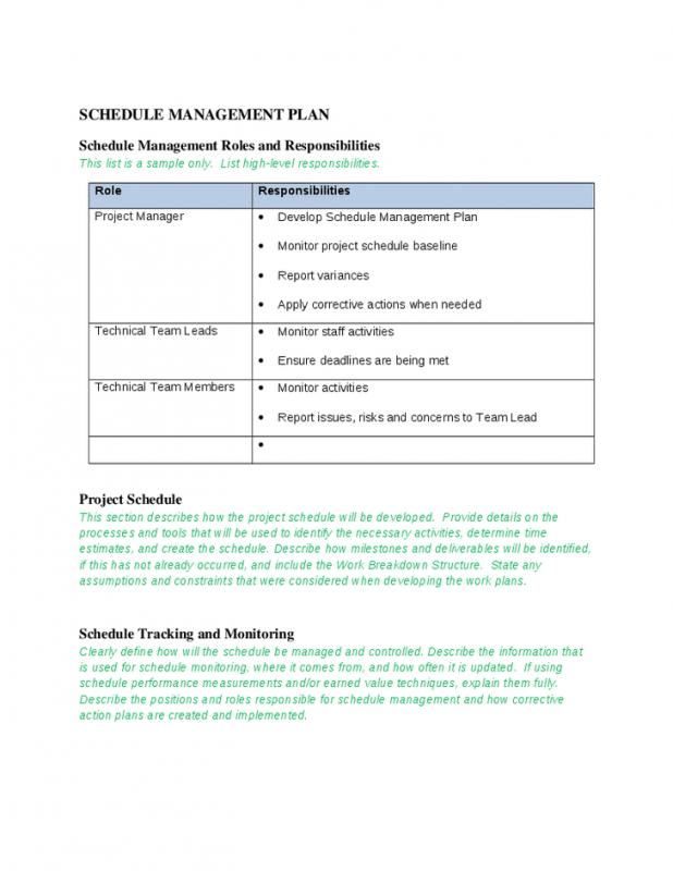 schedule management plan