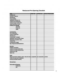 schedule template pdf restaurant pre opening checklist l