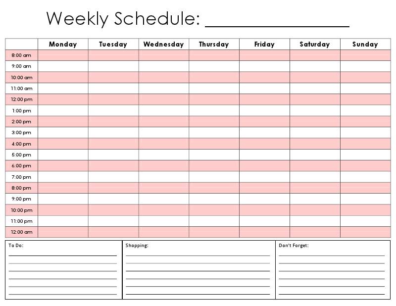 schedule template word