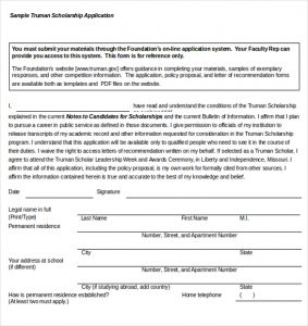 scholarship application form sample scholarship application form free download