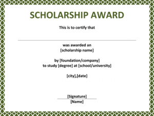 scholarship certificates templates free scholarship award certificate x