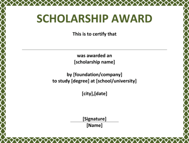 scholarship certificates templates