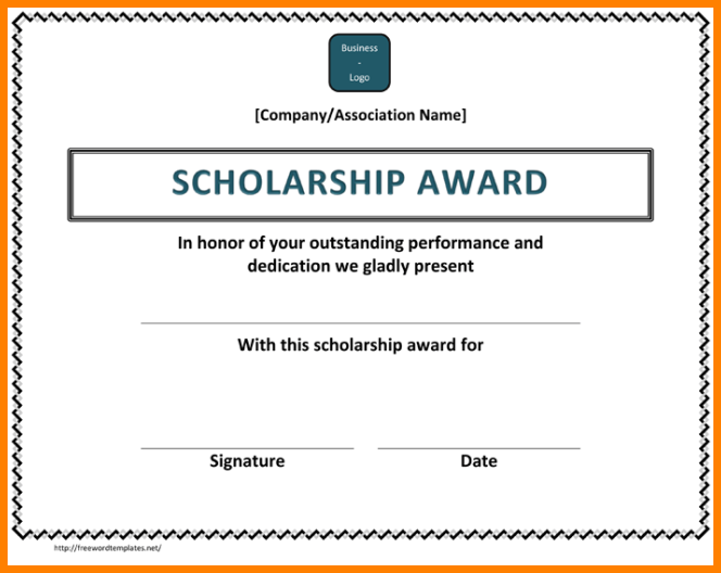 scholarship certificates templates