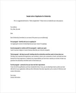 scholarship letter sample application for scholarship letter template