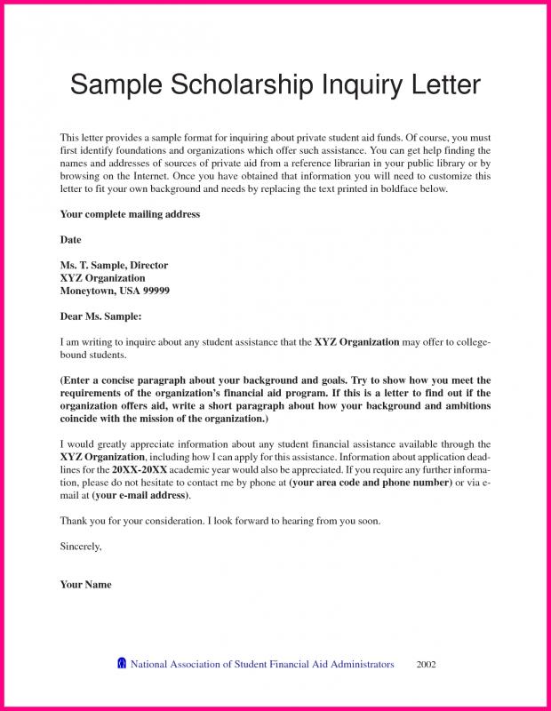 scholarship letter sample