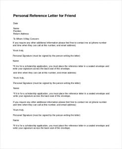 scholarship letters samples personal reference letter for a friend