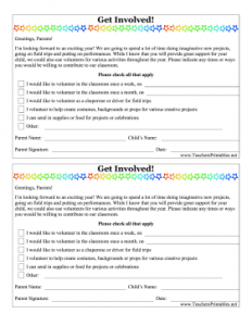 school newsletter templates free parent volunteer form