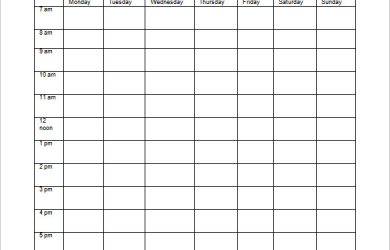school schedule template weekly school schedule template blank in word format