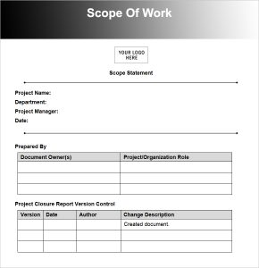 scope of work scope of work