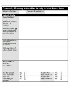 security incident report template information security incident report