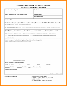 security incident report template security guard incident report template
