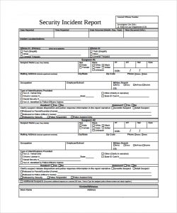 security incident report template security incident report