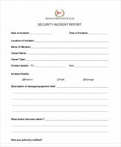 security incident report template security incident report example