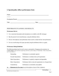 self performance review goals examples special police officer performance appraisal