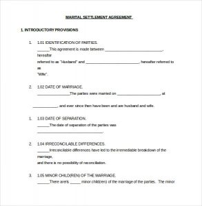 separation agreement template marital settlement agreeement template