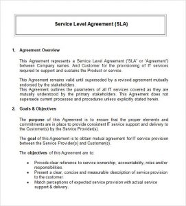 service agreement sample simple service level agreement template