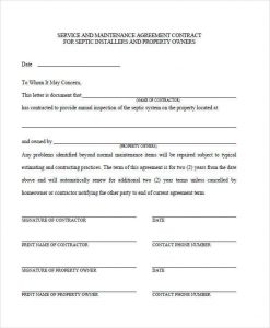 service agreement template maintenance service contract template