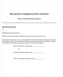 service cancellation letter insurance benefits termination letter
