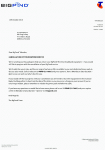 service cancellation letter telstra notice
