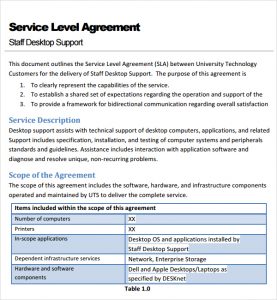 service level agreement template service level agreement template