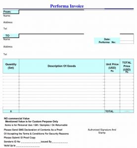 service receipt template performa invoice