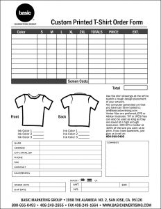 shirt order form custom t shirt order form template