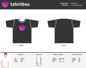 shirt order form template screen shot at