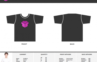 shirt order form template screen shot at
