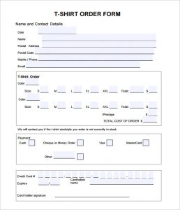 shirt order forms editable t shirt order form template pdf format