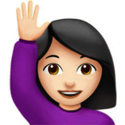 shrug emoji android woman raising hand light skin tone