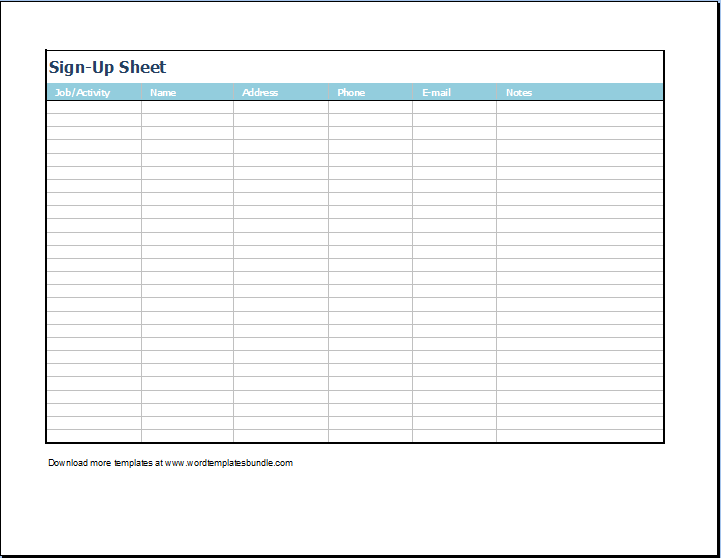 sign in sheet template excel