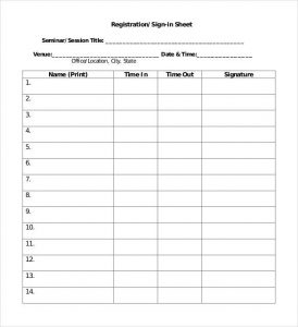 sign in sheet template registration sign in sheet