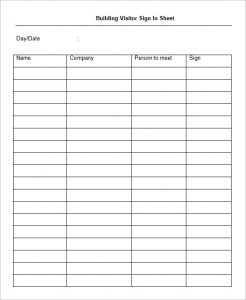 sign in sheet template visitor sign in sheet template