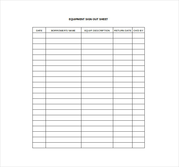 sign out sheet