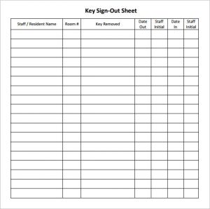 sign out sheet key sign out