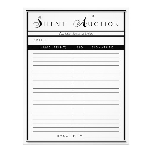 silent auction sheet