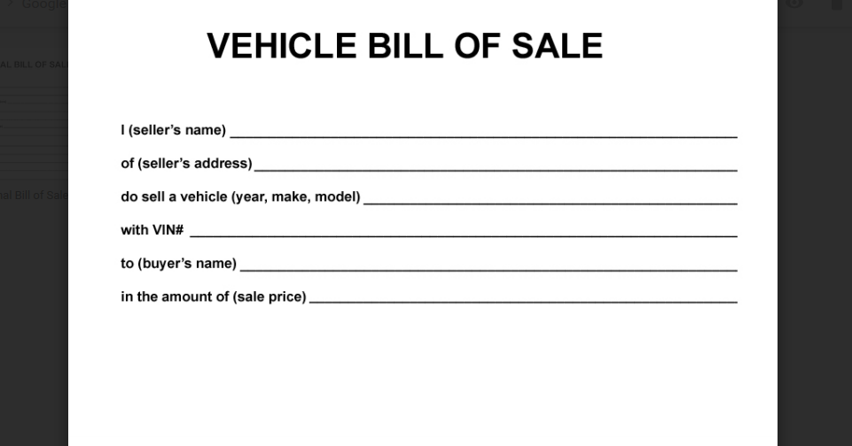 simple bill of sale for car