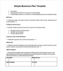 simple business plan example simple business plan template word