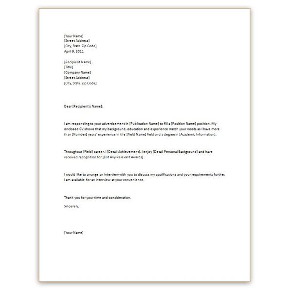 simple cover letter format