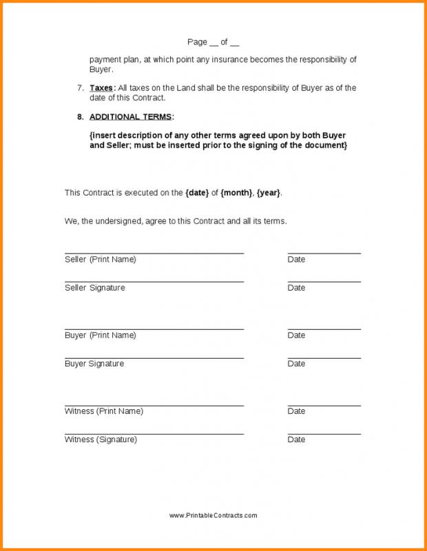 simple land purchase agreement form