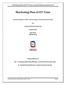 simple one page business plan template report on marketing plan of ut tone