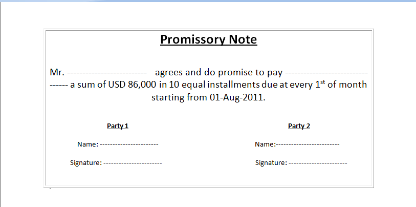 simple promissory note