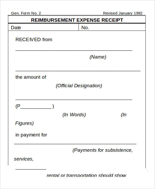 simple reimbursement form