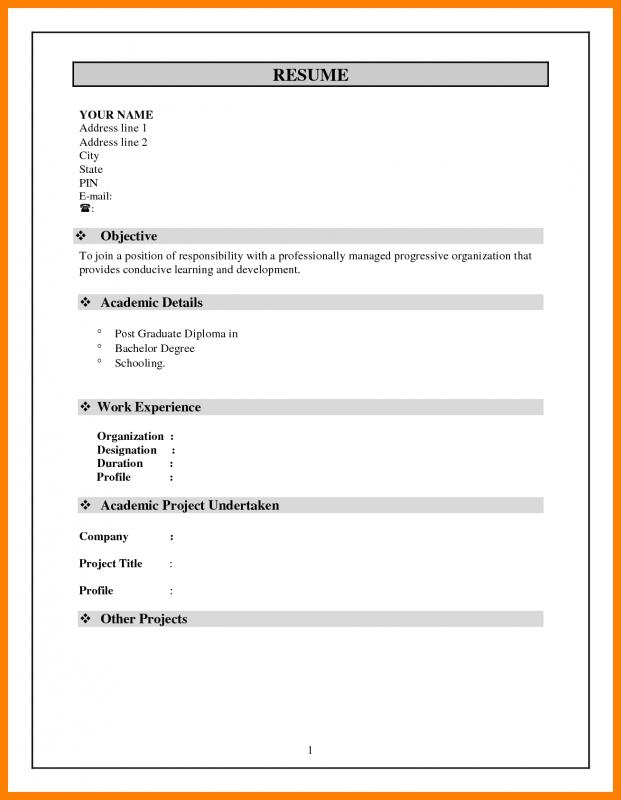 simple resume format in word