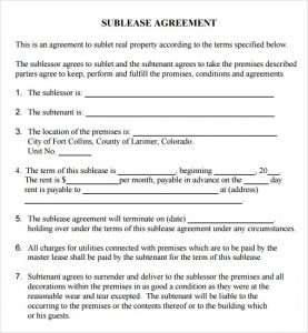 simple room rental agreement form free sublease agreement form