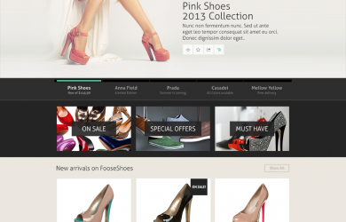 single page web templates fooseshoes ecommerce psd template