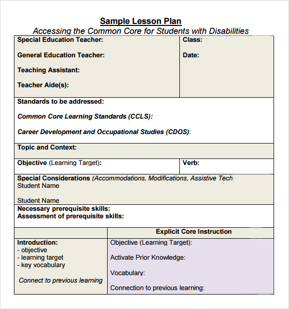 siop lesson plan examples