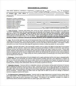 snow plow contract printable snow plowing contract template