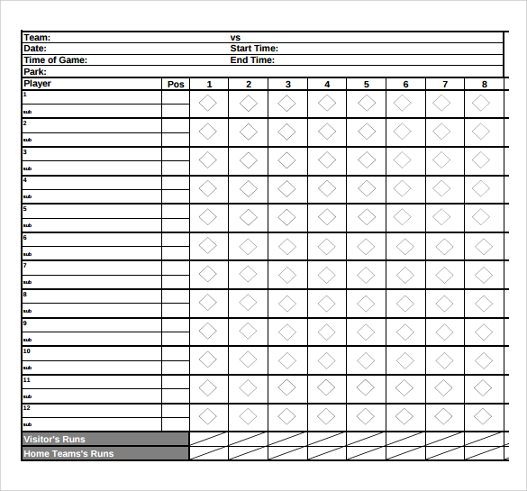 softball score sheet